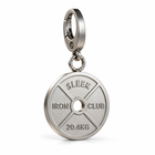 Stainless Steel Barbell Plate Keychain Gym Fitness Key Fob — studio image 1