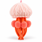 Back view of 30cm peach-pink jellyfish plush toy with gathered dome and pink loop - Toylvia