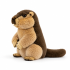 Side profile of handcrafted 25cm plush toy doll with long brown tail - Toylvia