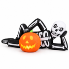 7FT Halloween inflatable lying skeleton with glowing pumpkin, three-quarter view