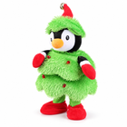 Electric dancing singing plush penguin in a playful three-quarter twisting pose