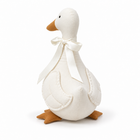Cream white fabric goose plush, back view with wings and ribbon tails
