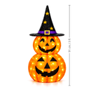Collapsible stacked pumpkin with witch hat and height line: 91 cm / 3 ft tall