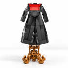 Magician's robe building blocks set back view showing the black robe, red hood and bronze stand