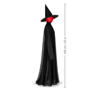 Side view of the 63 inch standing witch with red glowing head and a height line of 160 cm / 63 in