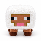 Front view of 16cm white fluffy sheep plush toy with brown face patch and pink nose - Toylvia