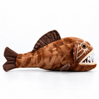 36cm grouper plush side profile with golden eye, stitched face pattern, fins and tail
