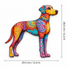 Colorful Great Dane wooden jigsaw puzzle size: 29.5 x 28.5 cm (11.6 x 11.2 in) when assembled