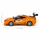 358PCS orange sports car building blocks model size view, 17 cm long by 6.7 cm tall