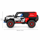 438PCS off-road rally SUV building blocks size view, 19.6 cm long by 7 cm tall