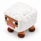High-angle view of 16cm white sheep plush toy showing fluffy top and brown legs - Toylvia