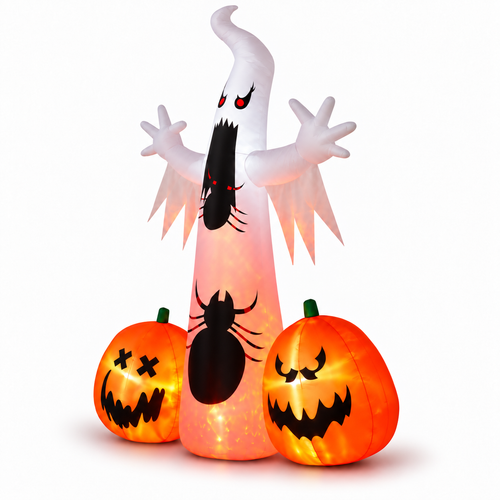 11.8FT Giant Halloween Inflatable Ghost Spider Pumpkin Decor viewed three-quarter left on white