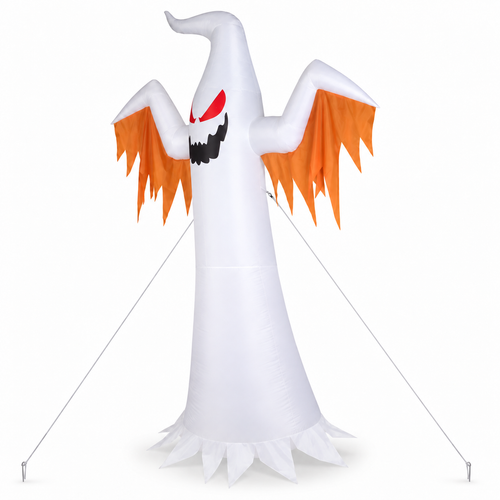 12FT Giant Halloween Inflatable Scary Ghost Flame Red Eyes Decor viewed three-quarter left on white