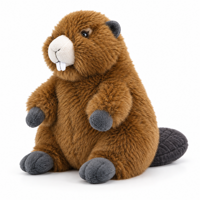 22CM Realistic Beaver Plush Toy 45 degree left-facing main image
