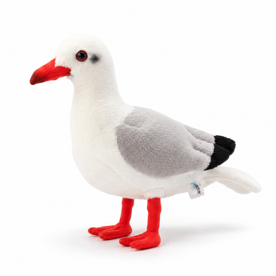 25CM Realistic Red-Billed Gull Plush Toy 45 degree left-facing