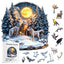 3D enchanted wolf forest wooden puzzle with wolf pack under moonlight and animal-shaped pieces