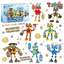 Toy building blocks set with various robot figures and a box labeled 'Toylivia Toys'.