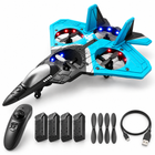 V17 Remote Control Stunt Plane; 2.4GHz Foam RC Drone; Blue; 4battery