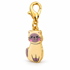 Color 5 tan enamel cat charm facing three-quarters left
