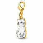 Color 8 striped enamel cat charm facing three-quarters left