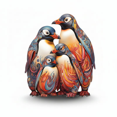 Unique Shape Penguin Wooden Jigsaw Puzzle - Advanced Level