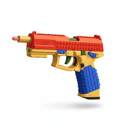 Tactical Gun Block Puzzle Toy - Realistic Blowback & Soft Bullet Game