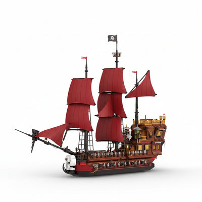 Red Sail Pirate Ship Building Set | 2776PCS Fabric Sails | ToyIvia