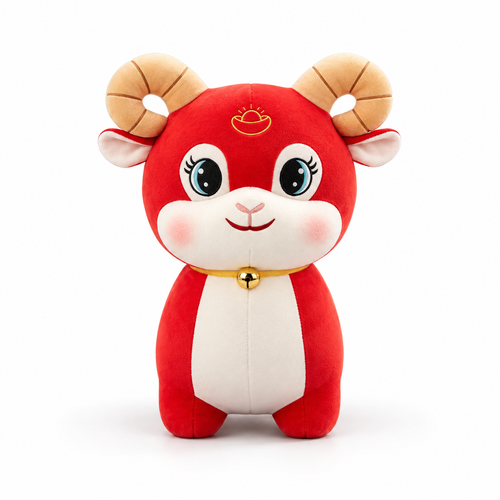 Mascot Sheep Plush Toy Chinese Zodiac Animal Stuffed Lamb — Front view