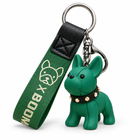 Green Punk French Bulldog Keychain three-quarter left studio image