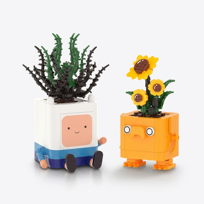 338Pcs Adventure Time Happy Plants Building Block Set - Succulent & Sunflower