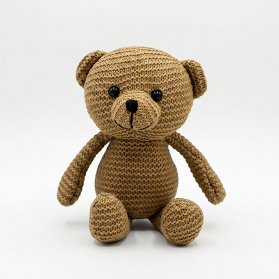 25cm Yarn Knitted Animal Dolls - Handcrafted Bear, Fox, & Puppy Plush Toys