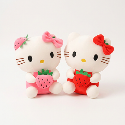 22cm Strawberry KT Cat Plush Toy | Kawaii Kitty Doll | Toylvia
