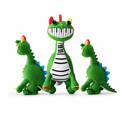 Pianosaurus Plush Toy - Cute Cartoon Monster Stuffed Doll (25cm)