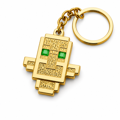 Minecraft Totem of Undying Metal Keychain – Game Inspired Gold Pendant