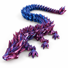 30 Inch Large 3D Printed Articulated Crystal Dragon Toy - Red Blue