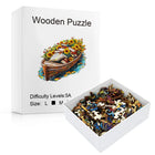 Vintage Boat Wooden Puzzle Stacked Books & Sunflower Art