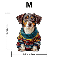 Medium size dog wooden puzzle in colorful sweater, 11.1in by 7.3in – Toylvia