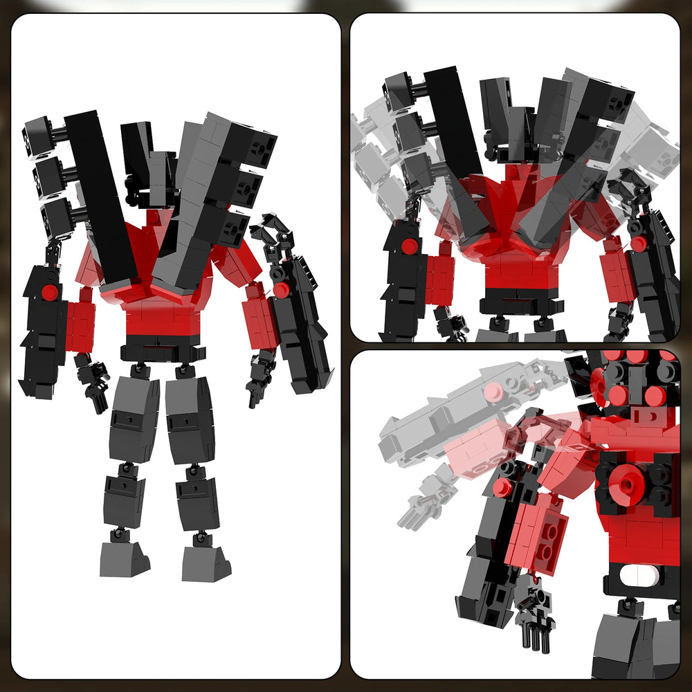 Titan Speakerman 2.0 building block figure showing back view and poseable joints