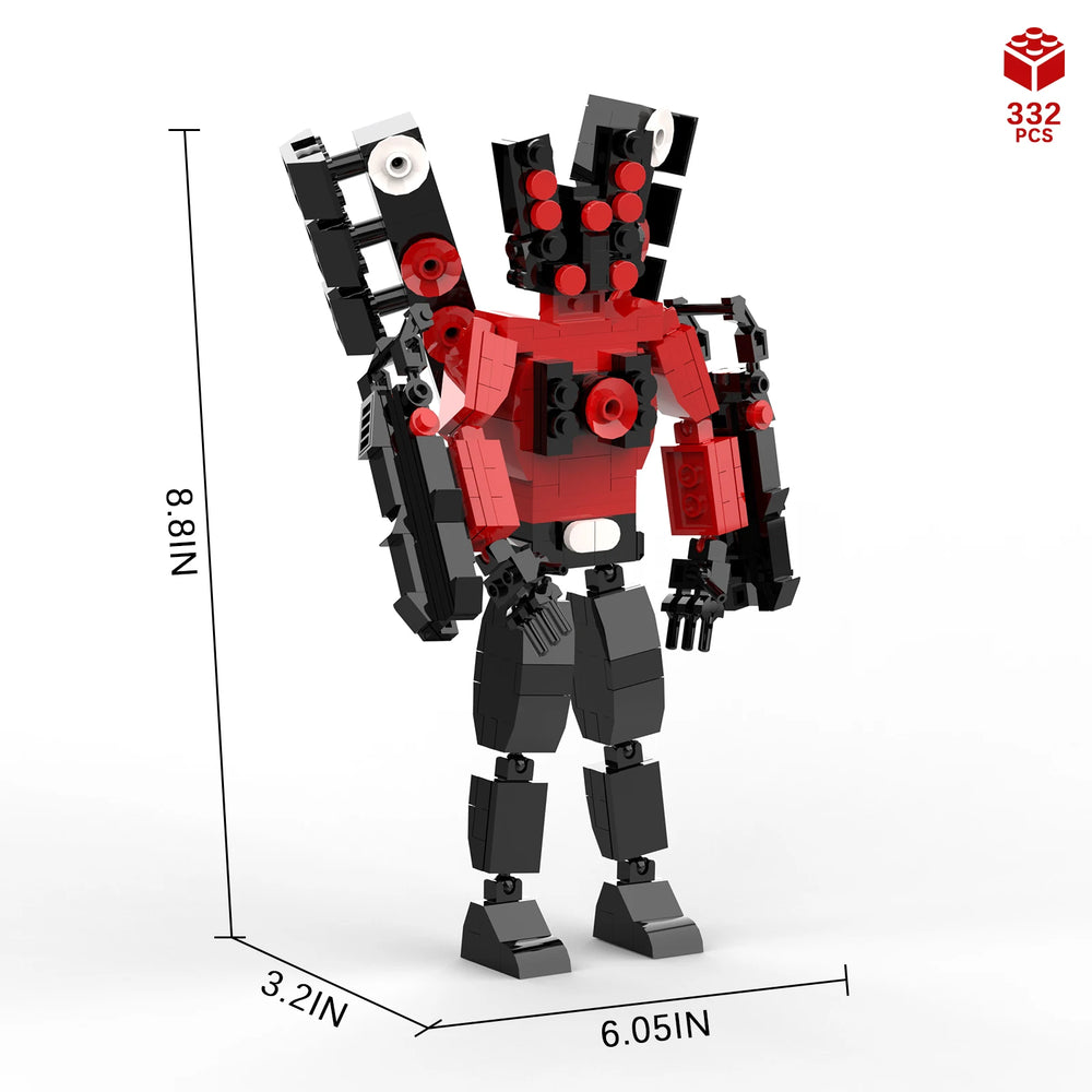 Titan Speakerman 2.0 building block figure showing height and size dimensions