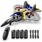 V17 Remote Control Stunt Plane; 2.4GHz Foam RC Drone; Yellow; 4battery