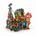 2043PCS Doomsday Gas Station Building Blocks MOC Street View Set on a clean white background