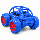 Rear three-quarter studio view of the amphibious RC stunt car.