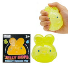 Stress Relief Blue Glitter Bunny Squeeze Toy, Jelly Hops Sensory Squishy Fidget Toy, Yellow