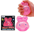 Stress Relief Blue Glitter Bunny Squeeze Toy, Jelly Hops Sensory Squishy Fidget Toy, Pink