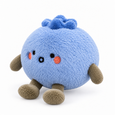 14cm blueberry plush, left-facing three-quarter studio product image