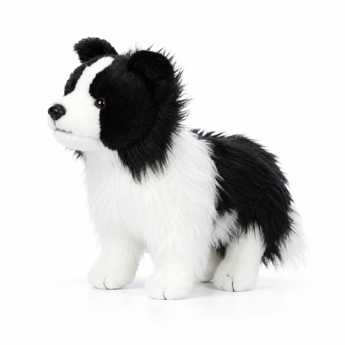 27CM Realistic Border Collie plush toy facing left on a white studio background