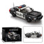 Toy police car set with packaging and dimensions on a white background