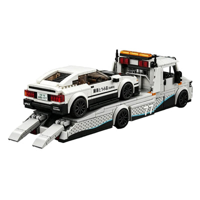 City Series 8-Compartment Race Car Transporter Truck Building Blocks Set