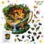 Wooden puzzle with foxes in a teacup design, surrounded by additional animal pieces and Toylivia Toys branding.