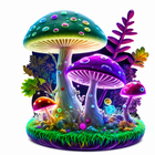 Enchanted Glow Mushroom Wooden Jigsaw Puzzle Fantasy Forest Art